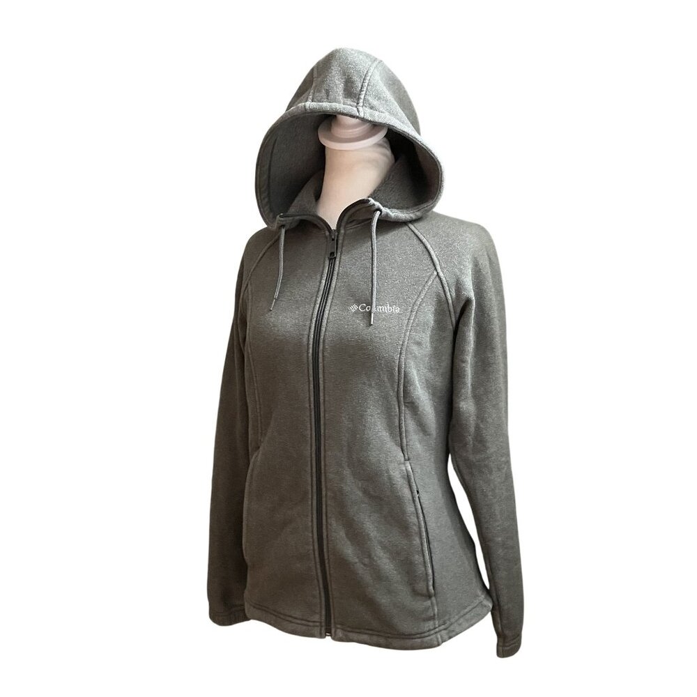 Columbia Womens Hooded Full-Zip Jacket XS Gray Fleece Warm & Cozy